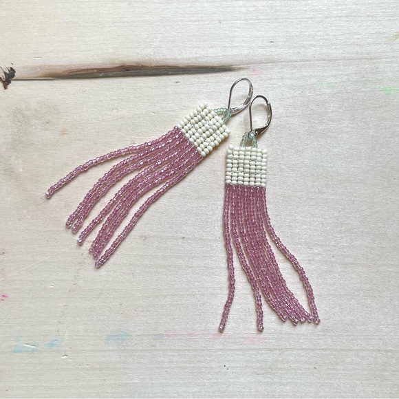 HANDMADE GLASS EARRINGS | Mini Beacon Handwoven Earrings in Flora Sparkle - Picture 5 of 6